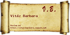 Vitéz Barbara névjegykártya