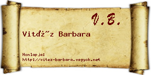 Vitéz Barbara névjegykártya